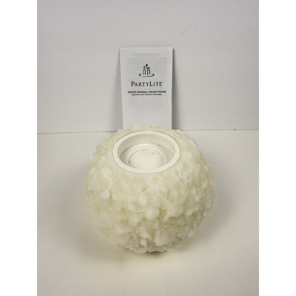 PartyLite Frosted Snowball Tealight Holder Rare Retired P17B/L0610 - Picture 1 of 8